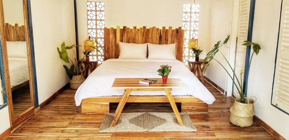 Thiết kế nội thất và các vật liệu tại Phú Quốc Ecolodge homestay Kiên Giang đều làm bằng gỗ